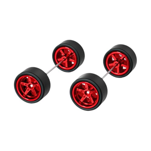 Luwecf 2 Stück 1: 64 RC Autoräder und Reifen Ersatzteil Ersatzteile RC Upgrade Teil mit Autorädern Achsen für Automodelle Jungen, Rot von Luwecf