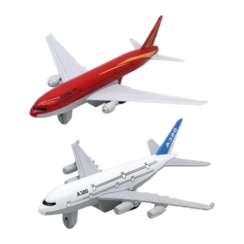 Luwecf 2 Stück Flugzeugmodell Ornament Simuliertes Spielzeugflugzeug Spielzeugflugzeug für Regale Kamin Souvenirs Dekoration Büro, Rot-Weiss von Luwecf