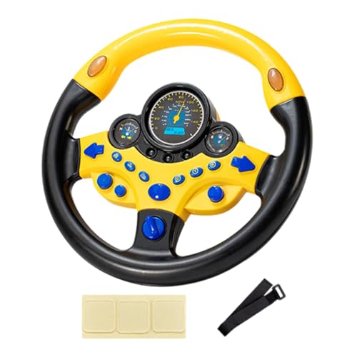 Luwecf 3 Stück Lenkrad Spielzeug Simuliertes Fahrcontroller Kinder Fahrer Auto Spiel Musikalisches Lernspielzeug mit Licht Aus PP Material für Rollenspiele, Gelb von Luwecf