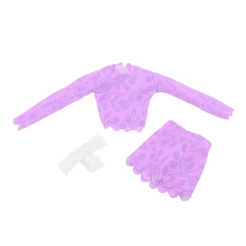 Luwecf 3 Teiliges Kostüm Im Maßstab 1:6 mit Oberteil Und Hüftbetontem Rock, Miniatur Kleidungsstück für 12 Zoll Puppenmodell Ankleide, Violett Luwecf 3 Teiliges Kostüm Im Maßstab 1:6 mit Oberteil Und Hüftbetontem Rock, Miniatur Kleidungsstück für 12 Zoll Puppenmodell Ankleide, Violett von Luwecf