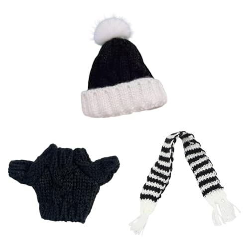 Luwecf 3-teilige Puppenkleidung mit Pullover und Mütze, Schal für 17 cm große Puppen als Geburtstagsgeschenke, Schwarz Luwecf 3-teilige Puppenkleidung mit Pullover und Mütze, Schal für 17 cm große Puppen als Geburtstagsgeschenke, Schwarz von Luwecf