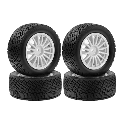 Luwecf 4 Stück Rc Auto Reifen Aus Robustem Pp Material für 1/10 Rc Modellauto Ersatzteile Einfache Montage für Rennen Und, Weiß von Luwecf