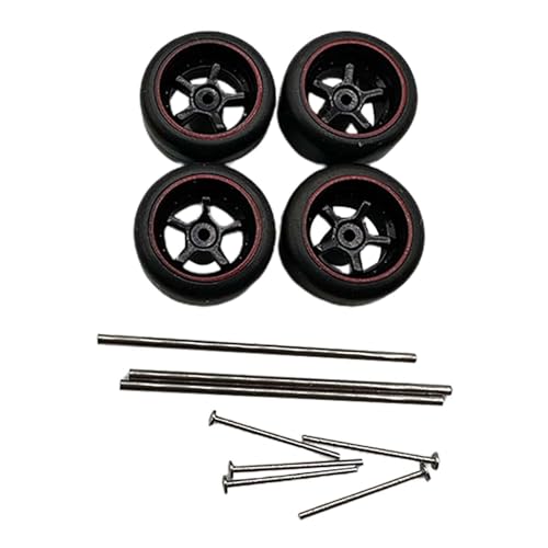 Luwecf 4 Stücke Hochleistungs-RC Auto Räder und Reifen Set für Miniaturfahrzeuge, Roter Stil B von Luwecf