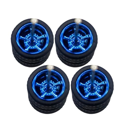 Luwecf 4 Teile 1/64 Modellräder Reifen für Sammler Miniaturzubehör, Blau von Luwecf