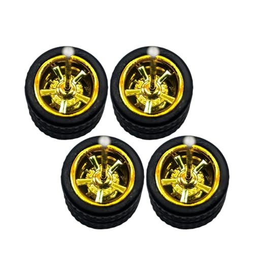 Luwecf 4 Teile 1/64 Modellräder Reifen für Sammler Miniaturzubehör, Gold von Luwecf