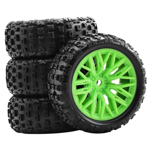 Luwecf 4X 1:18 RC Räder Und Reifen Gummi Reifen Set DIY Verschleiß Beständig Ersetzen Upgrade für Typhon Fernbedienungen Steuern Fahrzeug, GrÜn von Luwecf