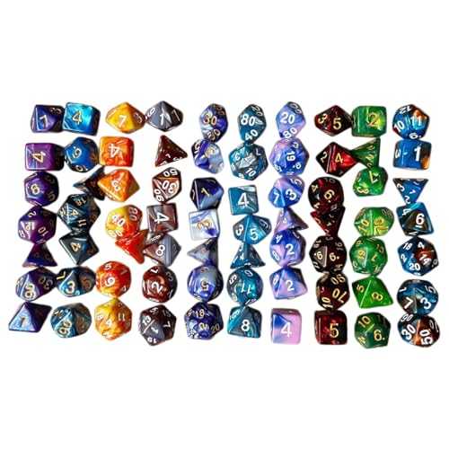 Luwecf 70 stück Polyhedral Würfel Set Party Spiel Würfel Multi Seitige Spiel Würfel Familie Spiel, Stil b von Luwecf