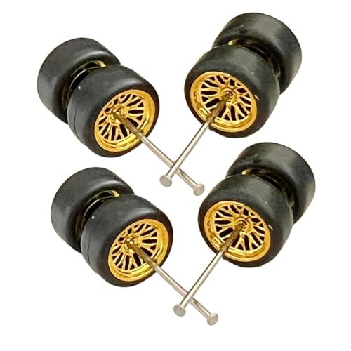 Luwecf 8 Stück Miniatur Autoreifen für Bastelbegeisterte im Maßstab 1:64, Gold B von Luwecf