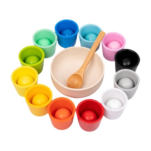 Luwecf Ball und Becher Farbsortierspielzeug Montessori-Spielzeug Regenbogen-Farbabgleichsspielzeug für Kinder von Luwecf