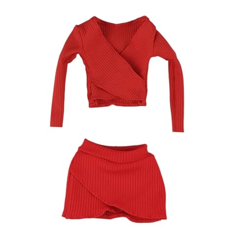 Luwecf Basic Crop Top im Maßstab 1:6, langärmliges, tailliertes Oberteil, Actionfigur-Kleidung für 12'' weibliche Actionfigur, Rot Luwecf Basic Crop Top im Maßstab 1:6, langärmliges, tailliertes Oberteil, Actionfigur-Kleidung für 12'' weibliche Actionfigur, Rot von Luwecf