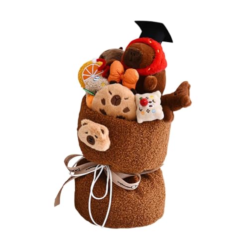 Luwecf Capybara Blumen Bouquet, Puppenstrauß für besondere Anlässe wie Muttertag und Valentinstag, Tiefer Kaffee von Luwecf