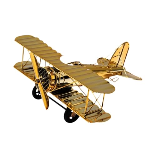 Luwecf Diecast Metall Flugzeug Vintage Flugzeug Modell Flugzeug Ornamente Kleine Flugzeug Modell für Schlafzimmer, Gold, L von Luwecf