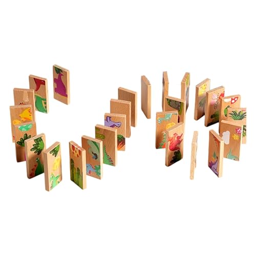 Luwecf Dinosaurier -Dominoes, Bildspiel für Kleinkinder, Holzpuzzletielzeug für 3 -Jährige und Up Luwecf Dinosaurier -Dominoes, Bildspiel für Kleinkinder, Holzpuzzletielzeug für 3 -Jährige und Up von Luwecf