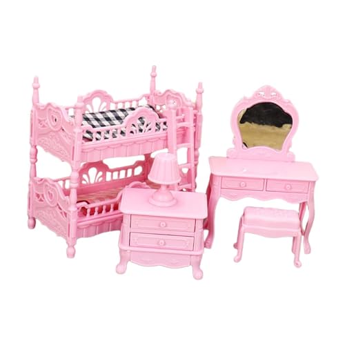 Luwecf Dollhouse Miniaturmöbel Set Dressing Tischzubehör Simulation Kinder Toy Tischlampe Etagenbett für Kleinkinder 3+ Kinder, Rosa von Luwecf