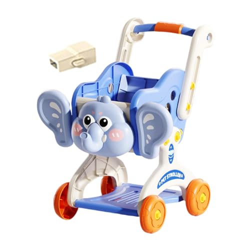 Luwecf Einkaufskorb Kinderwagen Spielzeug Kinder Einkaufswagen Rollenspiel Lernspielzeug mit Aufbewahrung Aus Robustem Pp Material für Geschenk Organisation, Blau von Luwecf