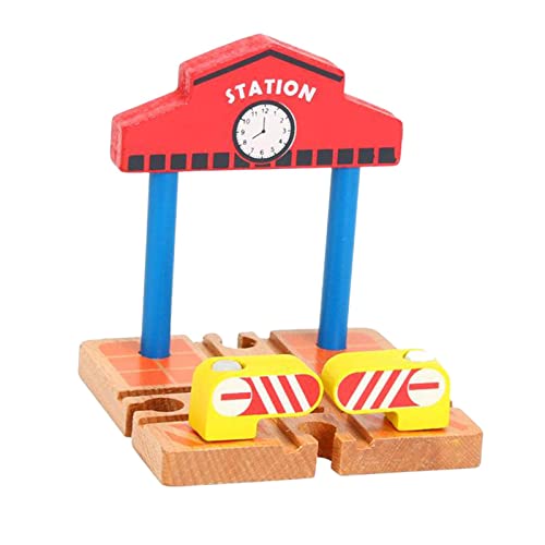 Luwecf Holz Spielzeug Zug Set mit Station und Gas Zubehör, Station Platform von Luwecf