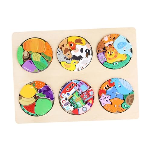 Luwecf Holzspielzeug für Kinder, Puzzle Zur Förderung von Lernfähigkeiten, Geschenk für Jungen Und Mädchen, 6 in 1 Luwecf Holzspielzeug für Kinder, Puzzle Zur Förderung von Lernfähigkeiten, Geschenk für Jungen Und Mädchen, 6 in 1 von Luwecf
