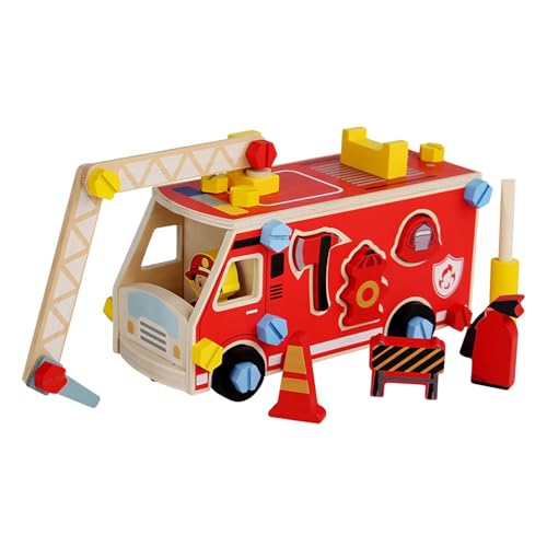 Luwecf Holzspielzeug mit Schrauben Und Muttern Konstruktionsspiel für Kinder, Feuerwehrauto Luwecf Holzspielzeug mit Schrauben Und Muttern Konstruktionsspiel für Kinder, Feuerwehrauto von Luwecf