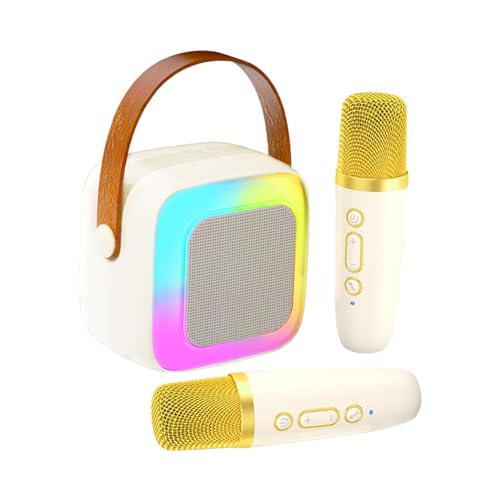 Luwecf Mini-Karaoke-Maschine, Musik-Player für Kinder, Spielzeug mit 2 Mikrofonen, tragbarer Karaoke-Lautsprecher für zu Hause, Weiß von Luwecf
