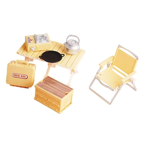 Luwecf Mini-Picknick-Camping-Set, Puppenhaus-Dekoration für Outdoor-Szenen, Rollenspielspielzeug für für Mädchen und Jungen, Gelb Luwecf Mini-Picknick-Camping-Set, Puppenhaus-Dekoration für Outdoor-Szenen, Rollenspielspielzeug für für Mädchen und Jungen, Gelb von Luwecf