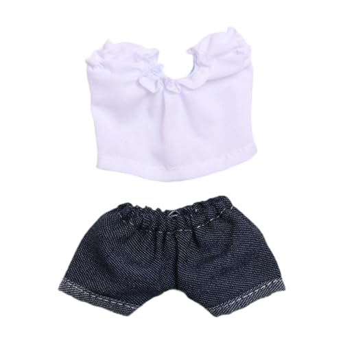 Luwecf Mini puppenkleidung Set für 6 Zoll Puppen, Puppenzubehör Modische Jeans Und T Shirts, für 17cm Großen HABA-Puppen, Weißer Rundhalsausschnitt Luwecf Mini puppenkleidung Set für 6 Zoll Puppen, Puppenzubehör Modische Jeans Und T Shirts, für 17cm Großen HABA-Puppen, Weißer Rundhalsausschnitt von Luwecf