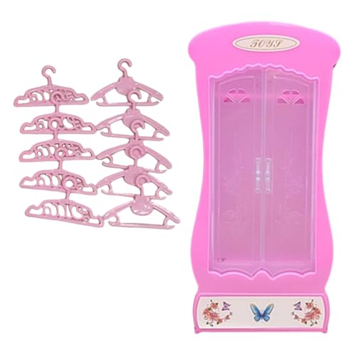 Luwecf Miniatur Kleiderschrank für Puppenhaus Spielzeug, Rosa mit Kleiderbügeln Luwecf Miniatur Kleiderschrank für Puppenhaus Spielzeug, Rosa mit Kleiderbügeln von Luwecf