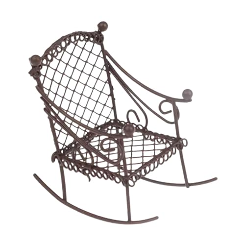 Luwecf Miniatur Schaukelstuhl für Puppenhausmöbel, kleines Modell für Mikrolandschaft, Kaffee Luwecf Miniatur Schaukelstuhl für Puppenhausmöbel, kleines Modell für Mikrolandschaft, Kaffee von Luwecf