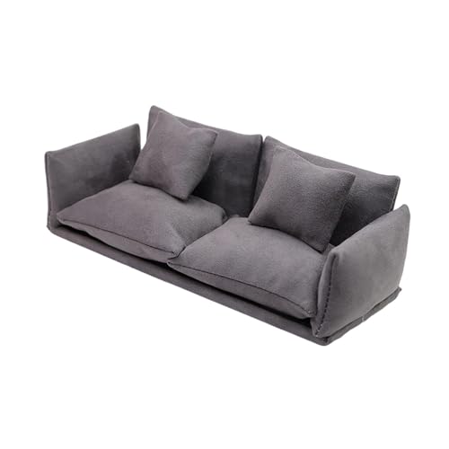 Luwecf Miniatur-Sofa, Puppenhaus-Couch, Maßstab 1/12, Mini-Möbel, künstliche, Rollenspiel, Spielzeug, Lebensszene, modern, klassisch, Grau Luwecf Miniatur-Sofa, Puppenhaus-Couch, Maßstab 1/12, Mini-Möbel, künstliche, Rollenspiel, Spielzeug, Lebensszene, modern, klassisch, Grau von Luwecf