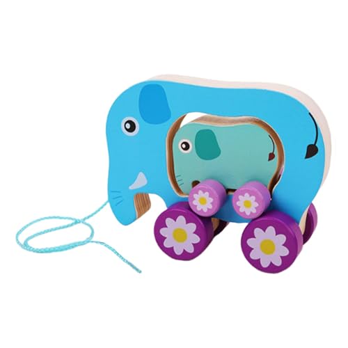 Luwecf Nachziehspielzeug aus Holz für kreative Rollenspiele mit Schnur, Elefant Luwecf Nachziehspielzeug aus Holz für kreative Rollenspiele mit Schnur, Elefant von Luwecf