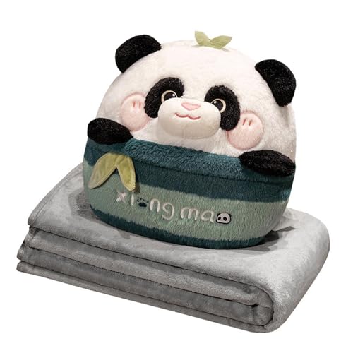 Luwecf Panda-Plüschkissen, dekorative Plüschtiere mit Decke, süßes Dekor, Puppen-Büro-Nickerchen für Couch, Sofa, Bett, Mädchen, Jungen, Geburtstagsgeschenk von Luwecf