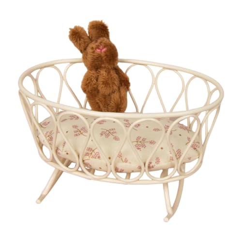 Luwecf Puppenhaus Kinderbett aus Metall, Miniatur Babypuppenbett im Maßstab 1:12, Brauner Hase Luwecf Puppenhaus Kinderbett aus Metall, Miniatur Babypuppenbett im Maßstab 1:12, Brauner Hase von Luwecf