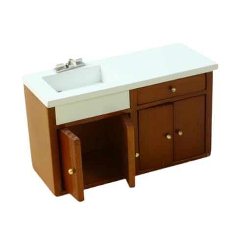 Luwecf Puppenhaus Schrank mit Schublade für 1/12 Spielset, Walnussfarbe von Luwecf