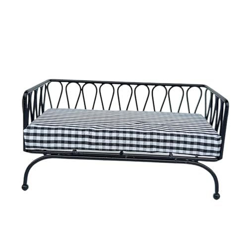 Luwecf Puppenhaus Sofa Miniatur Couch Puppenmöbel Und Mini Möbel Als Realistisches Spielzeugmodell Aus Metall für Puppenstuben Wohnzimmer Und Dioramen, Schwarz Luwecf Puppenhaus Sofa Miniatur Couch Puppenmöbel Und Mini Möbel Als Realistisches Spielzeugmodell Aus Metall für Puppenstuben Wohnzimmer Und Dioramen, Schwarz von Luwecf