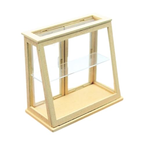 Luwecf Puppenhaus Vitrine für Bäckerei, Holz Möbel im Maßstab 1:12, Miniatur Lebensmittelschrank, Holzfarbe Luwecf Puppenhaus Vitrine für Bäckerei, Holz Möbel im Maßstab 1:12, Miniatur Lebensmittelschrank, Holzfarbe von Luwecf