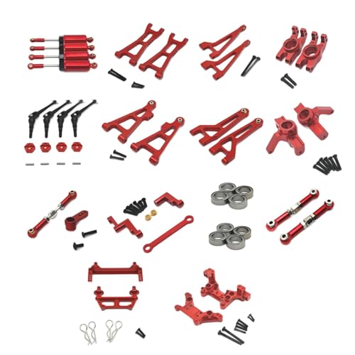 Luwecf RC-Auto-Upgrade-Teilesatz, RC-Vorder-/Hinterradschwinge, RC-Modellfahrzeueile für 1/16, Rot von Luwecf