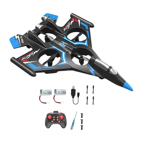 Luwecf RC Flugzeug Modell mit Fernbedienung, Schaumstoff Segelflugzeug für Kinder, Blau mit 2 Batterie von Luwecf