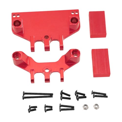 Luwecf RC Lenkgetriebe, Feste Halterung, RC Auto Zugstangensatz, 1/12, RC Verschleißfestigkeit, DIY Zubehör, RC Servohalterung für MN86S MN128, Rot von Luwecf