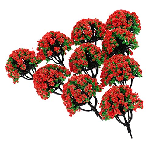 Luwecf Set mit 10 Bäumen für Miniatur Landschaften, rot von Luwecf