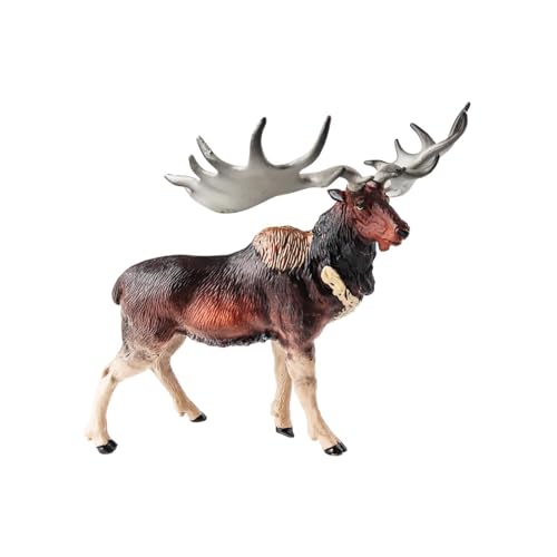 Luwecf Simulation Wildlife Tier Modell Ornament Realistische Geburtstag Geschenk Tier Figur, Elchhirsch Modell von Luwecf