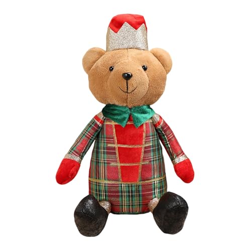 Luwecf Sitzender Bär Skulptur Lustige Weihnachtsfigur Kuscheltier Ornament Aus Polyesterfaser Und PP für Kinder Erwachsene Zuhause Fenster Dekoration, Style B von Luwecf