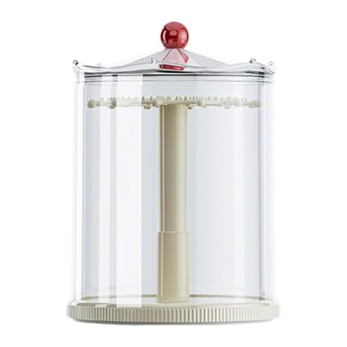 Luwecf Vitrine für Miniaturfiguren, Drehbare Ausstellungsbox, Tischdisplay für Schlüsselanhänger, Cremeweiß von Luwecf
