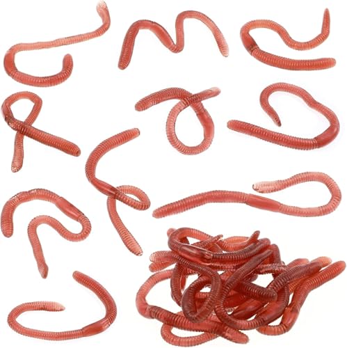 Regenwürmer Fidget Toys, 10 Stück Wurm Spiel Realistische Spielfiguren Aus Weichem TPR Material Für Kinder Stressabbau Rot 18 cm Gummiartig Ideal Als Sensorisches Spielzeug Für Schule Büro Oder Reise Regenwürmer Fidget Toys, 10 Stück Wurm Spiel Realistische Spielfiguren Aus Weichem TPR Material Für Kinder Stressabbau Rot 18 cm Gummiartig Ideal Als Sensorisches Spielzeug Für Schule Büro Oder Reise von LuxStellar
