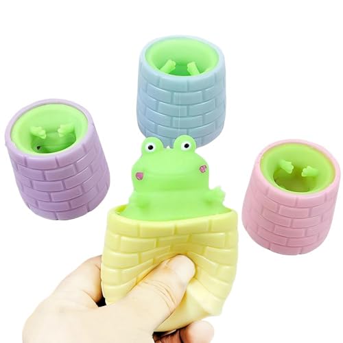 4 Stück Kleine Tier Drückspielzeuge Amüsante Puppe zur Stressbewältigung TPR als Geschenk und Entspannung (Brunnen Frosch) von Luxetoys