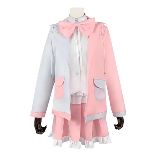 Luxetoys Monomi Anime Cosplay Game Kostüm Spielen Charakter Anzug mit rosa und weißen Strümpfen für Frauen (S) von Luxetoys