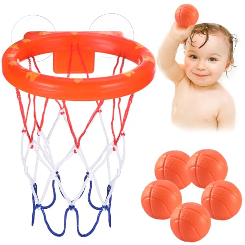 Baby Badewannenspielzeug:5 Bälle ohne Löcher + Basketballkorb mit starkem Saugnapf.Badespielzeug für Kleinkinder oder Kinder/Jungen oder Mädchen.Spielzeug-Set für Wohnzimmer,Badezimmer,Schlafzimmer Baby Badewannenspielzeug:5 Bälle ohne Löcher + Basketballkorb mit starkem Saugnapf.Badespielzeug für Kleinkinder oder Kinder/Jungen oder Mädchen.Spielzeug-Set für Wohnzimmer,Badezimmer,Schlafzimmer von Luxfizz