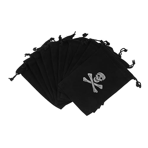 10Stücke Piraten Kordelzug Taschen Halloween Süßigkeitenbeutel Schmuckbeutel für Kreative Partys Vielseitig Einsetzbar für Lagerung und Feiern und Auffällig von Luxshiny