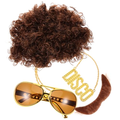 Luxshiny 1 Satz Kostüm Accessoires mit Perücke Sonnenbrille Kette für Herren und Damen für Karneval Halloween Cosplay Luxshiny 1 Satz Kostüm Accessoires mit Perücke Sonnenbrille Kette für Herren und Damen für Karneval Halloween Cosplay von Luxshiny