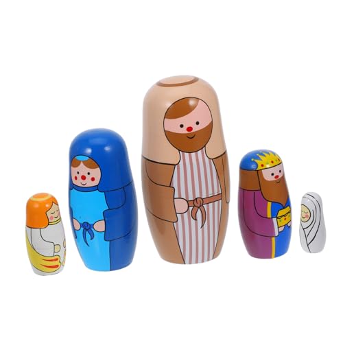 Luxshiny 1 Satz Russische Puppen aus Holz Handgefertigte Nistpuppen für Kreatives Feinmotorik und Vorstellungskraft für Geburtstage und Besondere Anlässe von Luxshiny