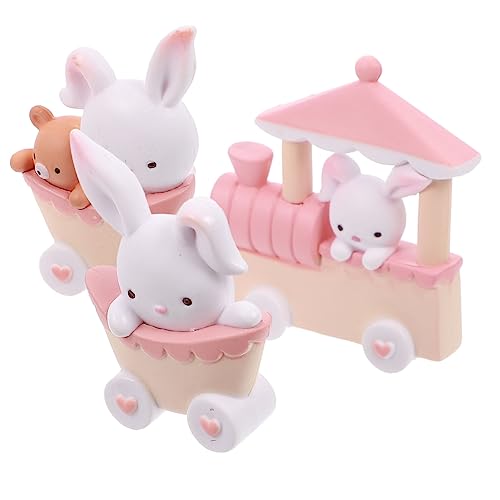 Luxshiny 1 Satz Teiliges Niedliche Kaninchen Figuren Tortendeko für Geburtstagsfeiern und Besondere Anlässe Resin Kuchenornamente und Weiß Kreative Dekorationen von Luxshiny