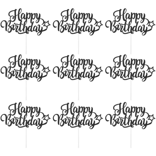 Luxshiny 10 Stück „Happy Birthday“-Kuchenaufsatz Glitzerndes Papier Geburtstagskuchen-Picks Dessert-Kucheneinsatz Geburtstagskuchen-Wimpelkette Ornament Für Geburtstagsparty-Dekoration von Luxshiny